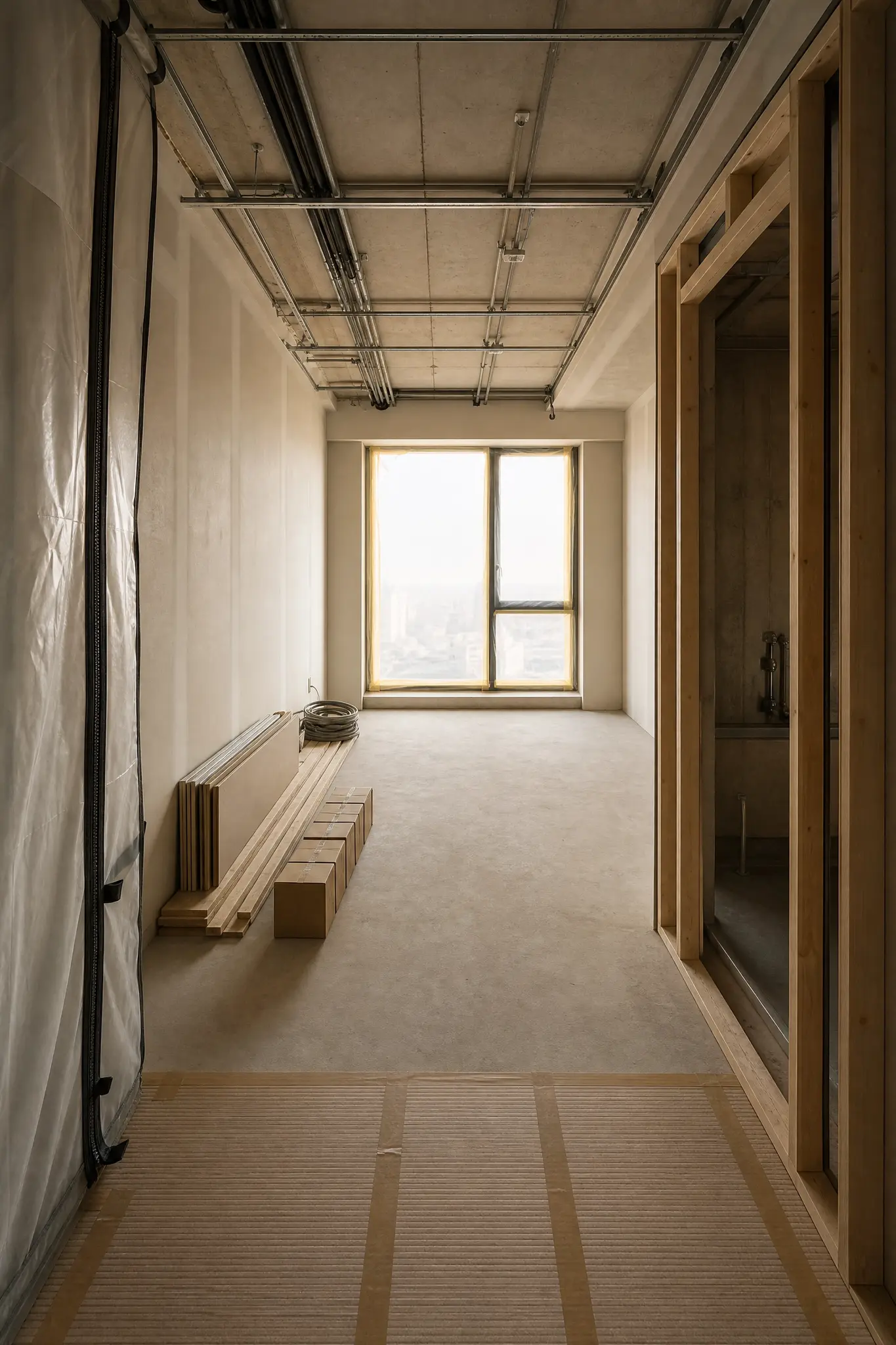Original IDC 2026 catalogue concept showing a protected commercial refurbishment work zone